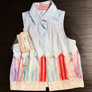 New with tags Lapin House Colorful Sleeveless Button-Up Shirt 5t